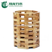 Round shape carbonized color bamboo chopsticks container