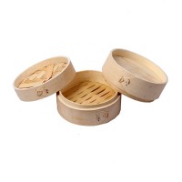 Chinese 10 inch Dumpling Bamboo Steamer Basket Natural Food Steamer Set with Logo